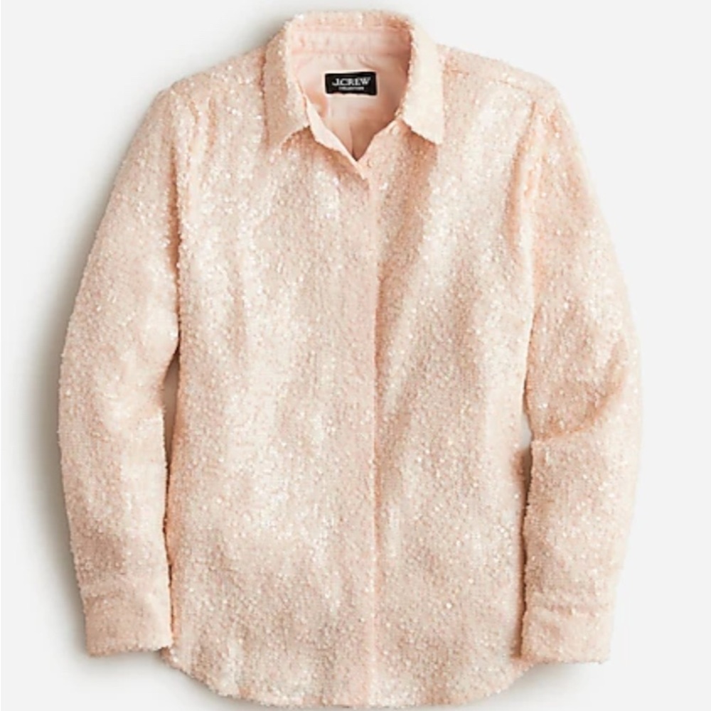 J.Crew Sequin Blouse - Light Pink/Cream